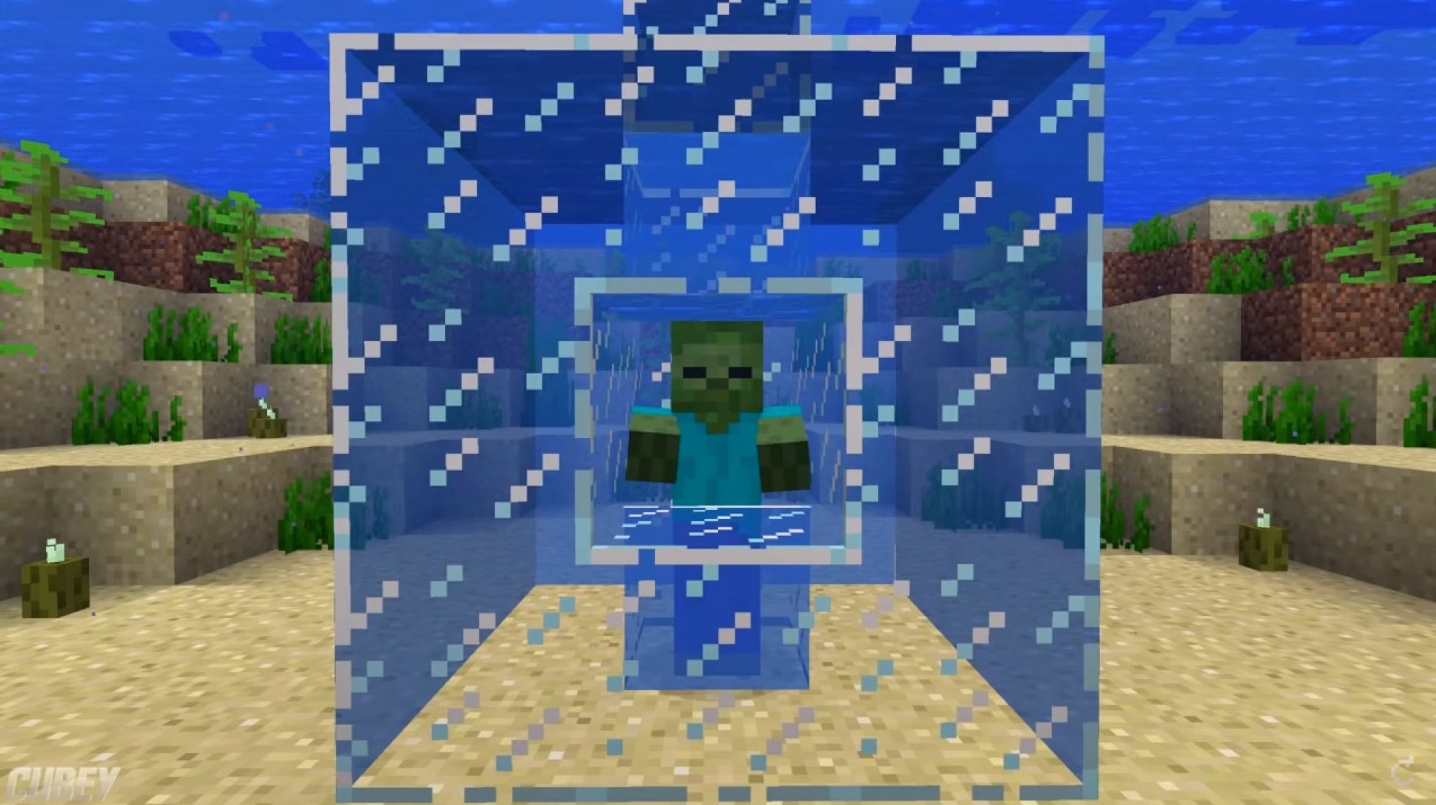 What is the title of this picture ? Drowned Villager Addon | Minecraft PE Bedrock Addons