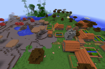 Village with zombies and mushrooms on spawn Seed